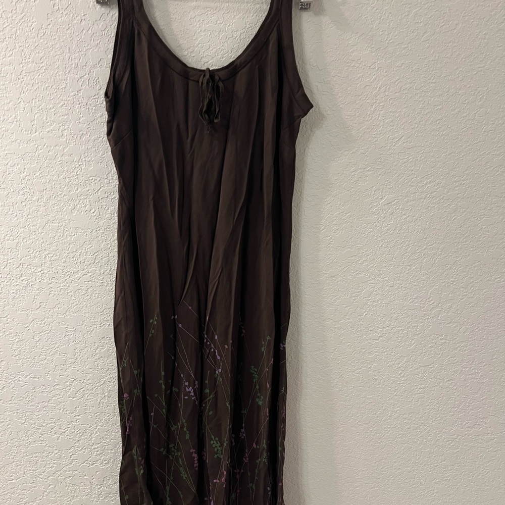 Ann Taylor Brown Maxi‎ Dress with Floral Accents